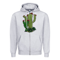 Heather Grey cactus Zipper Hoodie - Jasminsmagicworld