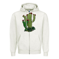 Oatmeal Heather cactus Zipper Hoodie - Jasminsmagicworld