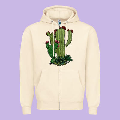 Cactus Zipper Hoodie Designed By Jasminsmagicworld