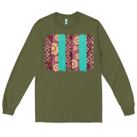 Army Green valentine's day floral leopard brushstroke Long Sleeve Tee - AdoDesignShop
