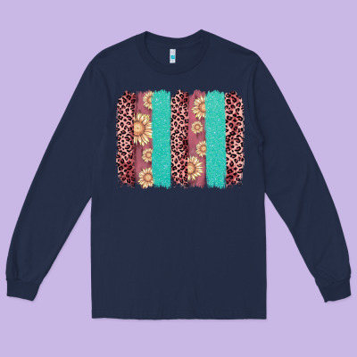 Valentine's Day Floral Leopard Brushstroke Long Sleeve Tee Designed By Adodesignshop