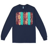 Navy valentine's day floral leopard brushstroke Long Sleeve Tee - AdoDesignShop