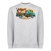 Heather Grey western farm truck farm animals Heavyweight Sweatshirt - FaDigitalArtStudio