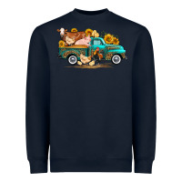 Navy western farm truck farm animals Heavyweight Sweatshirt - FaDigitalArtStudio