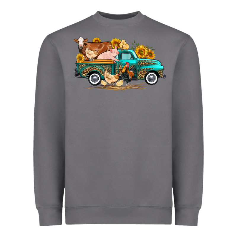 Western Farm Truck Farm Animals Heavyweight Sweatshirt by FaDigitalArtStudio | Teevron