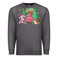 Charcoal Heather Unicorn Christmas trees Premium Sweatshirt - NancyCooperArtShop
