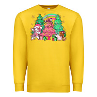 Lemon Unicorn Christmas trees Premium Sweatshirt - NancyCooperArtShop