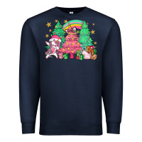 Navy Unicorn Christmas trees Premium Sweatshirt - NancyCooperArtShop