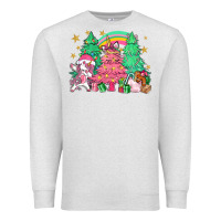Oatmeal Heather Unicorn Christmas trees Premium Sweatshirt - NancyCooperArtShop