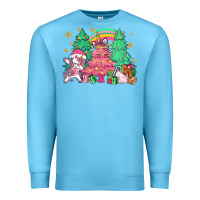 Ocean Blue Unicorn Christmas trees Premium Sweatshirt - NancyCooperArtShop