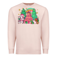 Pale Pink Unicorn Christmas trees Premium Sweatshirt - NancyCooperArtShop