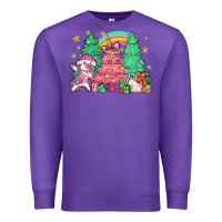 Purple Unicorn Christmas trees Premium Sweatshirt - NancyCooperArtShop