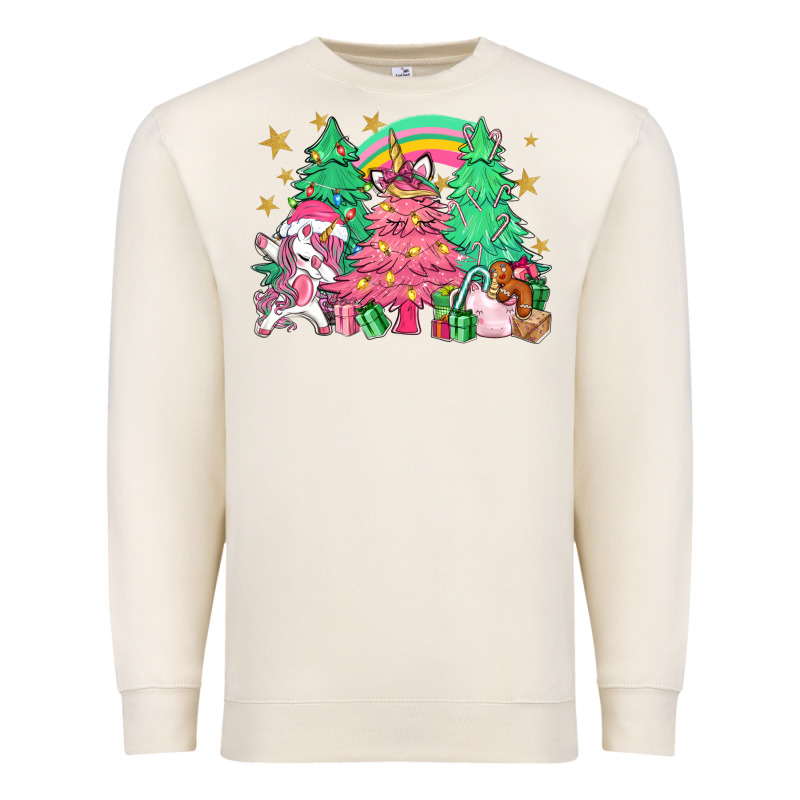 Unicorn Christmas Trees Premium Sweatshirt by NancyCooperArtShop | Teevron