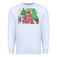 White Unicorn Christmas trees Premium Sweatshirt - NancyCooperArtShop