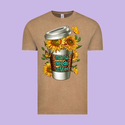 Mama Needs Coffee Cup Vintage Tee Designed By Fadigitalartstudio