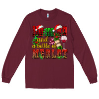 Burgundy ho ho ho and a bottle of merlot Long Sleeve Tee - AdoDesignShop