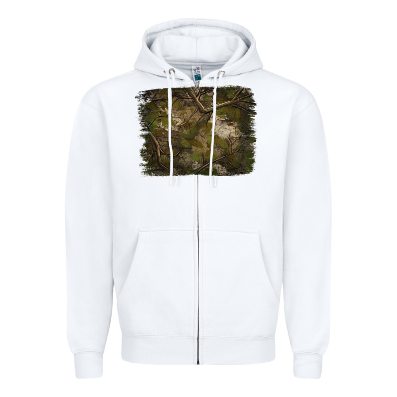 Green Hunter Camouflage Pattern Brushstroke Zipper Hoodie by Jasminsmagicworld | Teevron