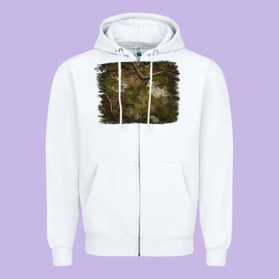 Green Hunter Camouflage Pattern Brushstroke Zipper Hoodie Designed By Jasminsmagicworld