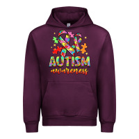 Mauve Wine Autism Awareness Urban Hoodie - NancyCooperArtShop