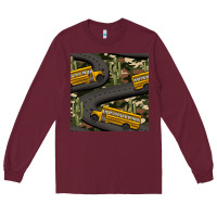 Burgundy cactus camouflage school bus seamless pattern Long Sleeve Tee - BundleAndBundleShop