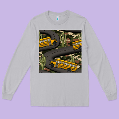 Cactus Camouflage School Bus Seamless Pattern Long Sleeve Tee Designed By Bundleandbundleshop