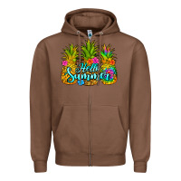 Chestnut hello summer pineapple Zipper Hoodie - Jasminsmagicworld