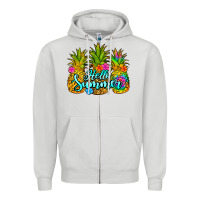 Dove Grey hello summer pineapple Zipper Hoodie - Jasminsmagicworld