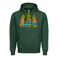 Sports Green hello summer pineapple Zipper Hoodie - Jasminsmagicworld