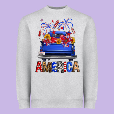 Western Fourth Of July America Truck Heavyweight Sweatshirt Designed By Fadigitalartstudio