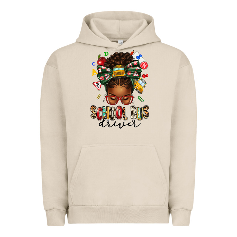 School Bus Driver Afro Messy Bun Urban Hoodie by texasbilliewilder | Teevron