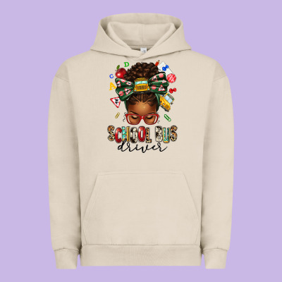 School Bus Driver Afro Messy Bun Urban Hoodie Designed By Texasbilliewilder