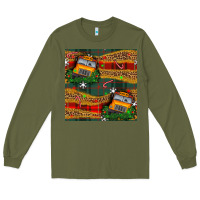 Army Green christmas school bus seamless pattern Long Sleeve Tee - BundleAndBundleShop