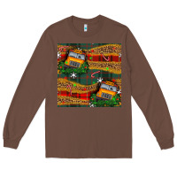 Chestnut christmas school bus seamless pattern Long Sleeve Tee - BundleAndBundleShop