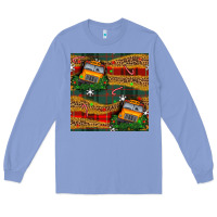 Colony Blue christmas school bus seamless pattern Long Sleeve Tee - BundleAndBundleShop