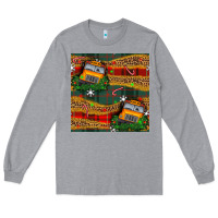 Heather Grey christmas school bus seamless pattern Long Sleeve Tee - BundleAndBundleShop