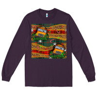 Plum christmas school bus seamless pattern Long Sleeve Tee - BundleAndBundleShop