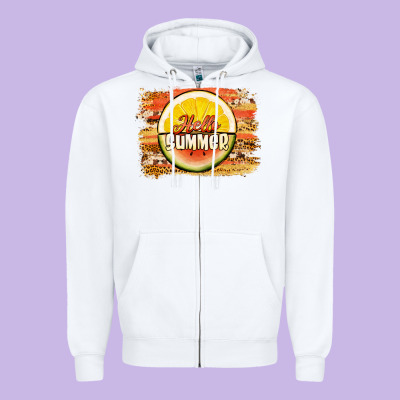 Hello Summer Watermelon Lemon Zipper Hoodie Designed By Jasminsmagicworld