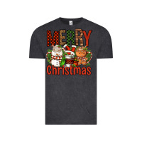 Vintage Black Merry Christmas Coffee Cups Vintage Tee - FaDigitalArtStudio