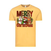 Vintage Mustard Merry Christmas Coffee Cups Vintage Tee - FaDigitalArtStudio