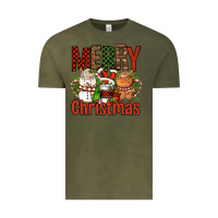 Vintage Olive Merry Christmas Coffee Cups Vintage Tee - FaDigitalArtStudio