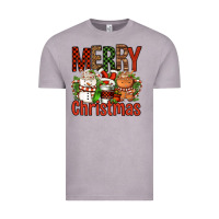 Vintage Zinc Merry Christmas Coffee Cups Vintage Tee - FaDigitalArtStudio