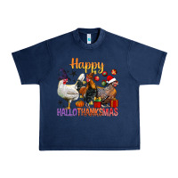 Navy Happy Hallothanksmas Chick Urban Heavy Tee - BundleAndBundleShop