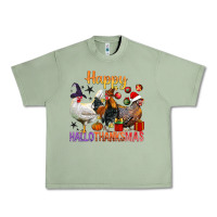Oil Green Happy Hallothanksmas Chick Urban Heavy Tee - BundleAndBundleShop