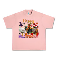 Salmon Happy Hallothanksmas Chick Urban Heavy Tee - BundleAndBundleShop