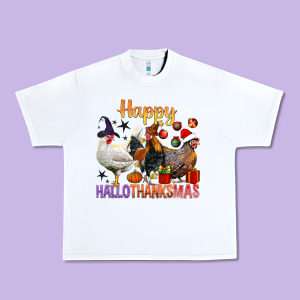 Happy Hallothanksmas Chick Urban Heavy Tee Designed By Bundleandbundleshop
