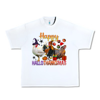 White Happy Hallothanksmas Chick Urban Heavy Tee - BundleAndBundleShop