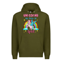 Army Green unicorns are born in april Premium Hoodie - Jasminsmagicworld