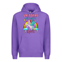 Purple unicorns are born in april Premium Hoodie - Jasminsmagicworld