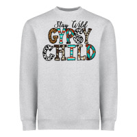 Heather Grey stay wild gypsy child Heavyweight Sweatshirt - CowhideDigitalArt
