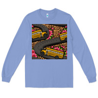 Colony Blue flower leopard school bus seamless pattern Long Sleeve Tee - BundleAndBundleShop